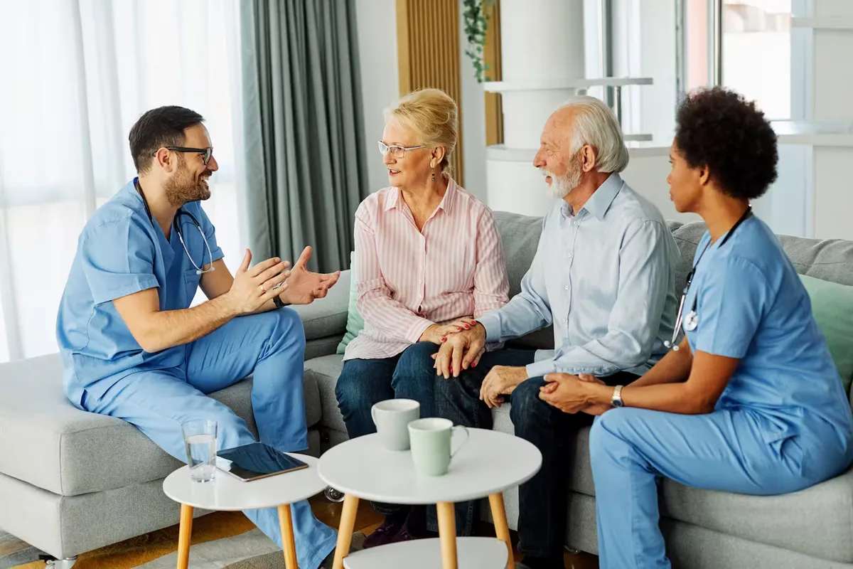 A care team welcoming a new resident